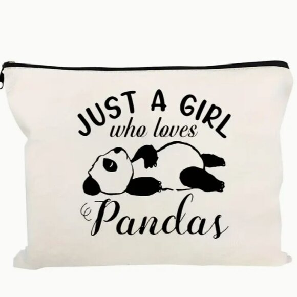 Cute Panda with Lettering Cosmetics Case Travel Bag with Zipper Pouch - Picture 5 of 5